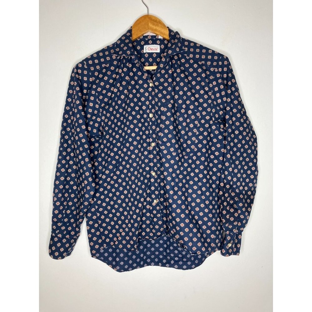 Vintage Orvis Women's Size 8 Medium Blue Long Sleeve Button Shirt